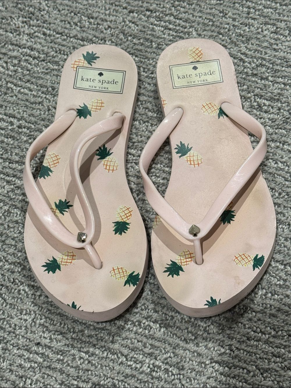 kate spade pale pink pineapple print sandals